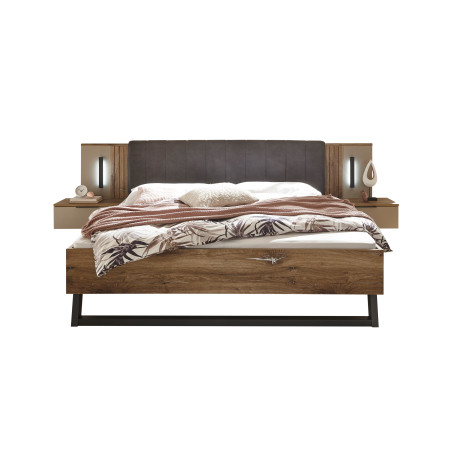 Pat Cu 2 Noptiere Jump, Dimensiune Saltea 180 X 200 Cm-01