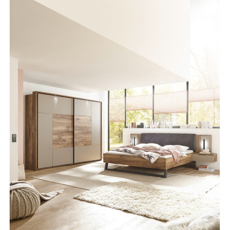 Pat Cu 2 Noptiere Jump, Dimensiune Saltea 180 X 200 Cm-01