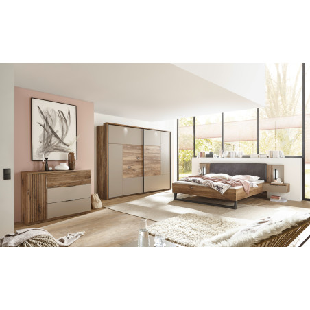 Pat Cu 2 Noptiere Jump, Dimensiune Saltea 180 X 200 Cm-01
