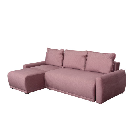 Coltar Extensibil Lea Interschimbabil Stanga/Dreapta, 5 Locuri, Lada Depozitare, Roz, 256 Cm-01