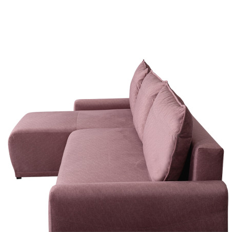 Coltar Extensibil Lea Interschimbabil Stanga/Dreapta, 5 Locuri, Lada Depozitare, Roz, 256 Cm-01