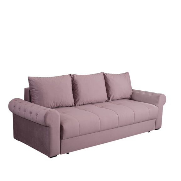 Canapea extensibila trendy, 3 locuri, lada depozitare, roz, 243 cm