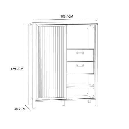 Comoda Bar Justyna Stejar Mauvella Si Negru, 103.4 Cm-01