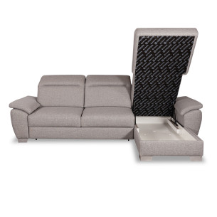 Coltar Extensibil Cu Insula Dreapta Dax, 5 Locuri, Lada De Depozitare, Gri, 300 Cm