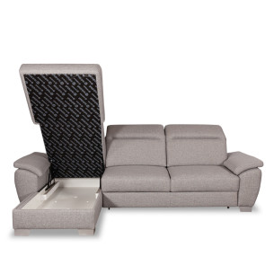 Coltar Extensibil Cu Insula Stanga Dax, 5 Locuri, Lada De Depozitare, Gri, 300 Cm