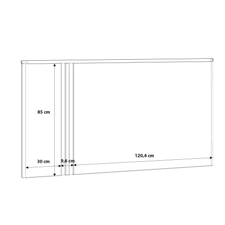 Pat Cu Tablie Buganvilla Alb, Gri vintage si Alb Lucios, Dimensiune Saltea 140 x 190 Cm-01