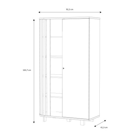 Vitrina Stanga Ranflury Stejar Mauvella, 92.2 Cm-01