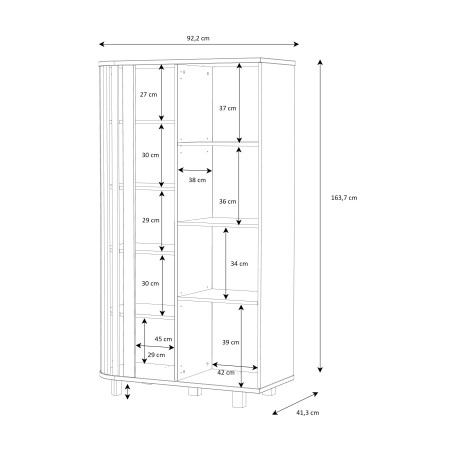 Vitrina Stanga Ranflury Stejar Mauvella, 92.2 Cm-01