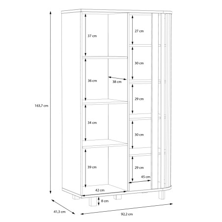 Vitrina Dreapta Ranflury Stejar Mauvella, 92.2 Cm-01