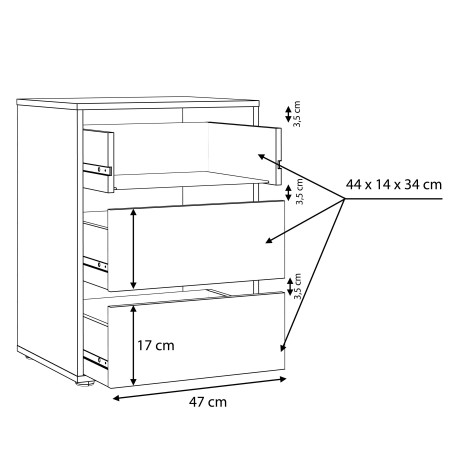 Comoda Interior Dulap Tuberoze, Gri, 51 Cm-01