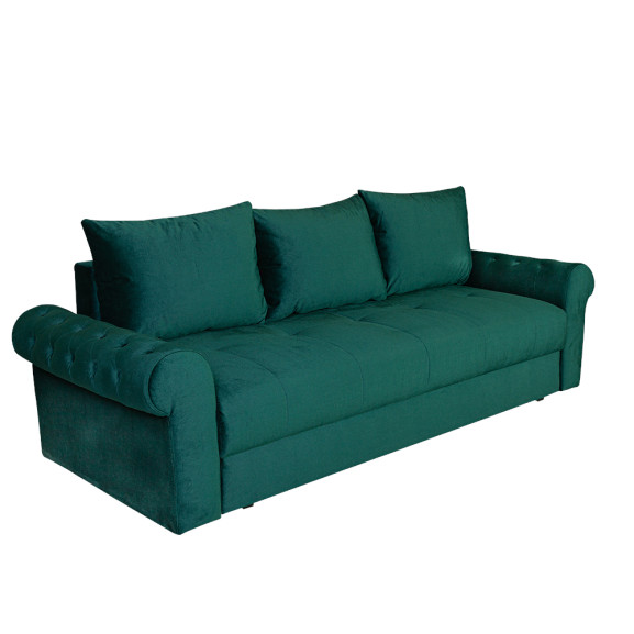 Canapea Extensibila Trendy, 3 Locuri, Lada Depozitare, Verde, 243 Cm