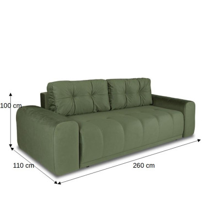 Canapea Extensibila Cu Lada Depozitare Dreamer, Verde, 260 x 110 x 100 Cm-01