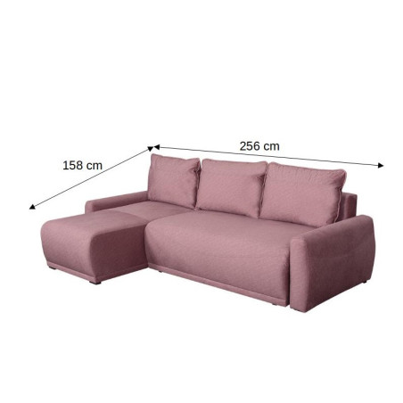 Coltar Extensibil Lea Interschimbabil Stanga/Dreapta, 5 Locuri, Lada Depozitare, Roz, 256 Cm-01