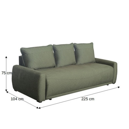 Canapea Extensibila Lea, 3 Locuri, Lada Depozitare, Verde, 225 Cm-01