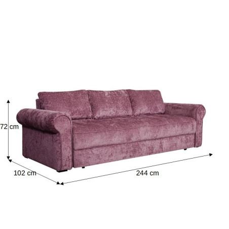 Canapea Extensibila Venezia, 3 Locuri, Lada Depozitare, Roz, 244 Cm-01