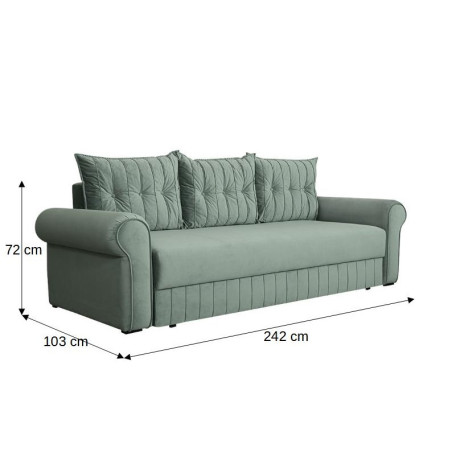 Canapea Extensibila Chic, 3 Locuri, Lada Depozitare, Verde, 242 Cm-01