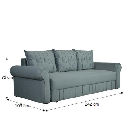 Canapea Extensibila Chic, 3 Locuri, Lada Depozitare, Albastru, 242 Cm-01