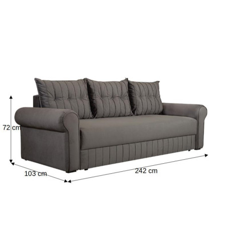 Canapea Extensibila Chic, 3 Locuri, Lada Depozitare, Gri, 242 Cm-01