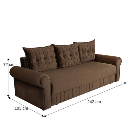 Canapea Extensibila Chic, 3 Locuri, Lada Depozitare, Maro, 242 Cm-01