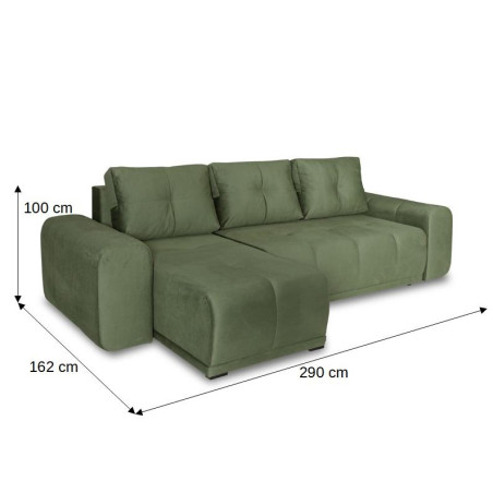 Coltar Extensibil Cu Lada Dreamer, Interschimbabil Stanga/Dreapta, Verde, 290 x 162 x 100 Cm-01