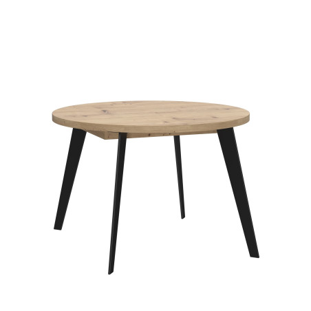 Masa Rotunda Extensibila Tabia Stejar Artisan Si Negru, 110/155 Cm-01