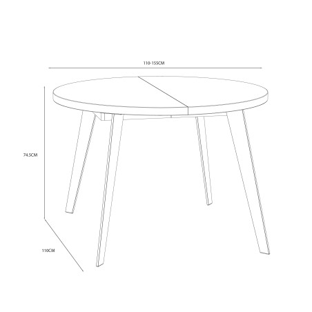 Masa Rotunda Extensibila Tabia Alb, 110/155 Cm-01