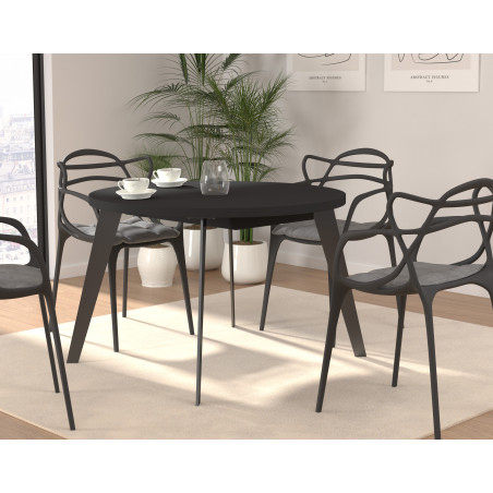 Masa Rotunda Extensibila Tabia Negru, 110/155 Cm-01