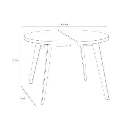 Masa Rotunda Extensibila Tabia Negru, 110/155 Cm-01