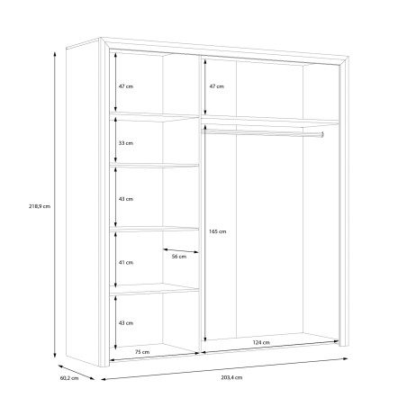 Dulap Atentivo Stejar Nordic Gri Si Alb Lucios, 203.4 Cm-01