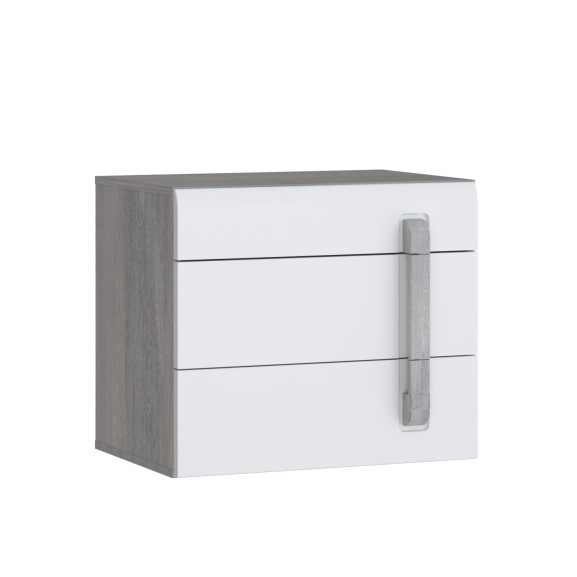 Poze Noptiera Stanga Atentivo Stejar Nordic Gri Si Alb Lucios, 60.2 Cm