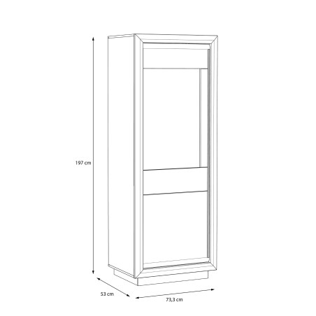 Vitrina Stanga Cuantico Alb, Beton Optic Gri Inchis Si Alb Super Lucios, 73.3 Cm-01