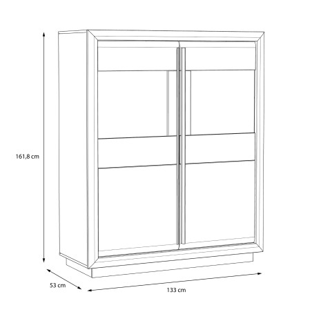 Vitrina Cuantico Alb, Beton Optic Gri Inchis Si Alb Super Lucios, 133 Cm-01