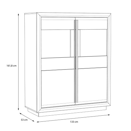 Vitrina Cuantico Alb, Beton Optic Gri Inchis Si Alb Super Lucios, 133 Cm-01