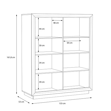 Vitrina Cuantico Alb, Beton Optic Gri Inchis Si Alb Super Lucios, 133 Cm-01