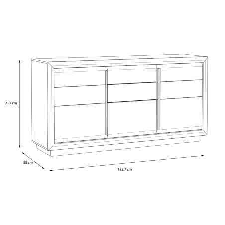 Comoda Cuantico Alb, Beton Optic Gri Inchis Si Alb Super Lucios, 192.7 Cm-01