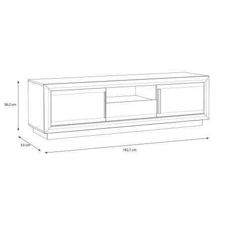 Comoda TV Cuantico Alb, Beton Optic Gri Inchis Si Alb Super Lucios, 192.7 Cm-01