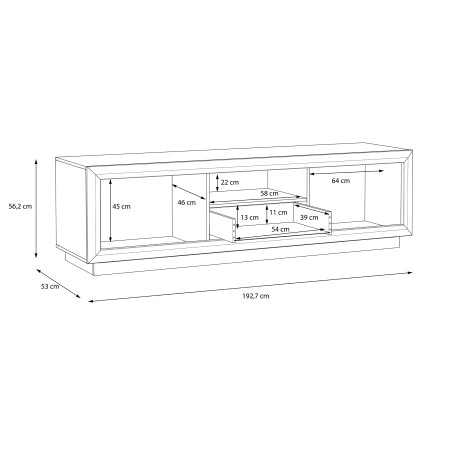 Comoda TV Cuantico Alb, Beton Optic Gri Inchis Si Alb Super Lucios, 192.7 Cm-01