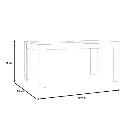 Masa Extensibila Cuantico Stejar Nelson, Alb Si Alb Super Lucios, 160/206.6 x 75 x 90 Cm-01