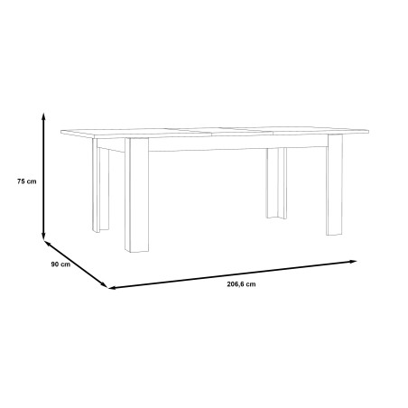 Masa Extensibila Cuantico Stejar Nelson, Alb Si Alb Super Lucios, 160/206.6 x 75 x 90 Cm-01