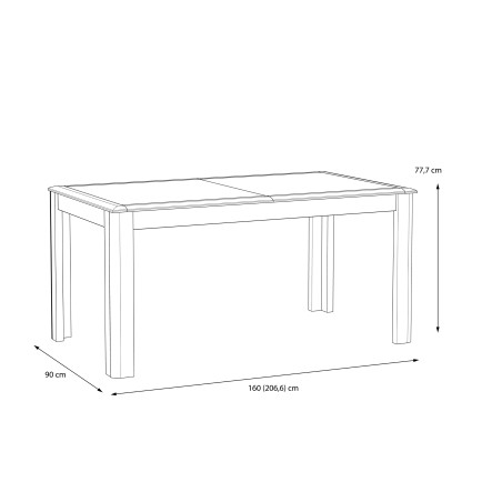 Masa Extensibila Cuantico Alb, Beton Optic Gri Inchis Si Alb Super Lucios, 160/206.6 x 77.7 x 90 Cm-01