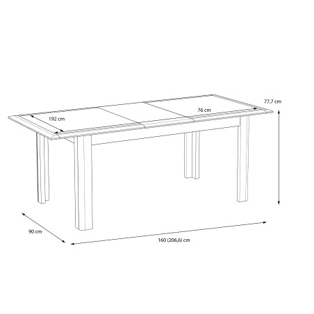 Masa Extensibila Cuantico Alb, Beton Optic Gri Inchis Si Alb Super Lucios, 160/206.6 x 77.7 x 90 Cm-01