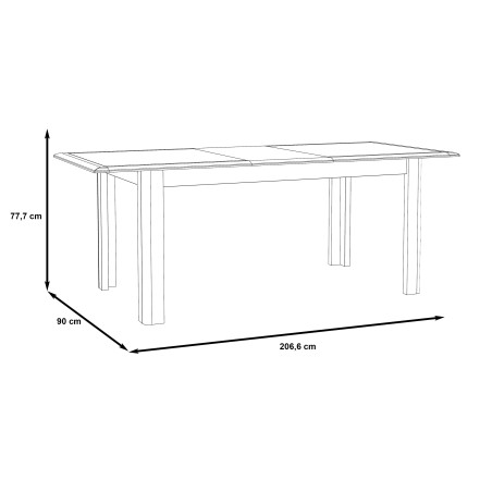 Masa Extensibila Cuantico Stejar Nelson, Alb Si Alb Super Lucios, 160/206.6 x 77.7 x 90 Cm-01