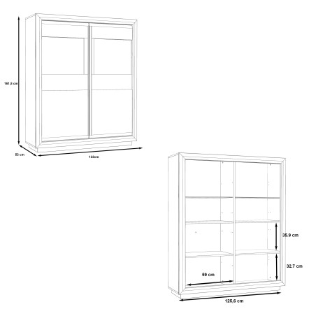 Vitrina Cuantico Stejar Nelson, Alb Si Alb Super Lucios, 133 Cm-01