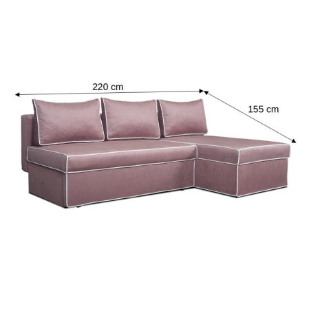 Coltar Extensibil Cu Lada New Modulo, Interschimbabil Stanga/Dreapta, Roz, 220 X 80 X 155 Cm-01