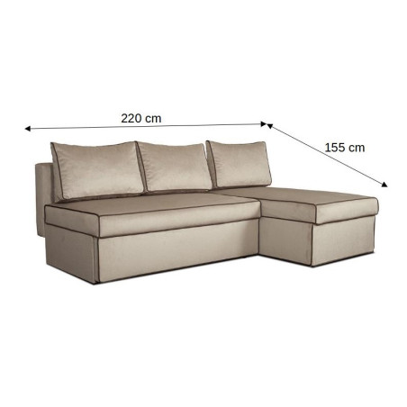 Coltar Extensibil Cu Lada New Modulo, Interschimbabil Stanga/Dreapta, Crem, 220 X 80 X 155 Cm-01