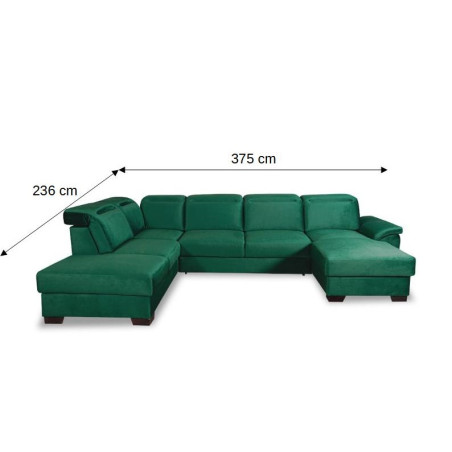 Coltar U Extensibil Cu Lada Dax, Stanga, Tetiere Reglabile, Verde, 375 Cm-01