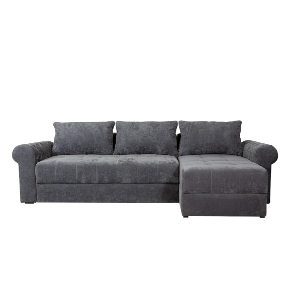 Coltar Extensibil Dreapta Trendy 5 Locuri Lada Depozitare Gri Inchis 275 Cm