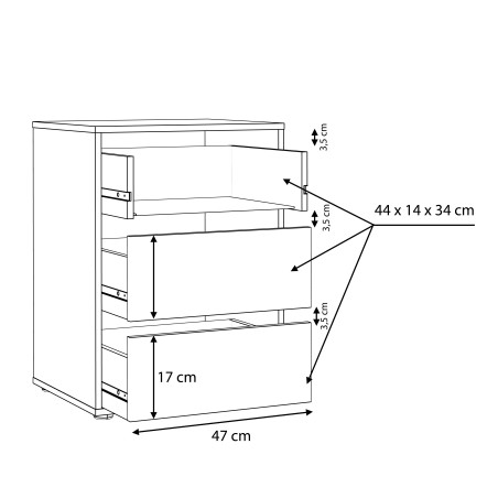 Comoda Interior Dulap Coralya Gri, 51 Cm-01