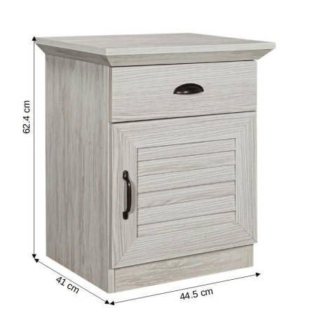 Noptiera Jardine Cu 1 Usa Si 1 Sertar Gri Antic, 44.5 Cm-01