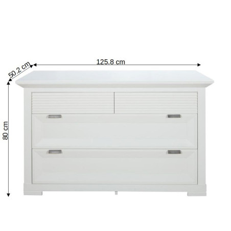 Comoda Cu 4 Sertare Verona Bianco Alb , 125.8 Cm-01